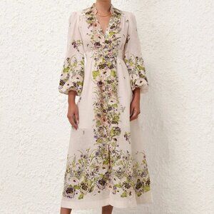 ZIMMERMANN Halliday ruffled floral-print linen midi dress